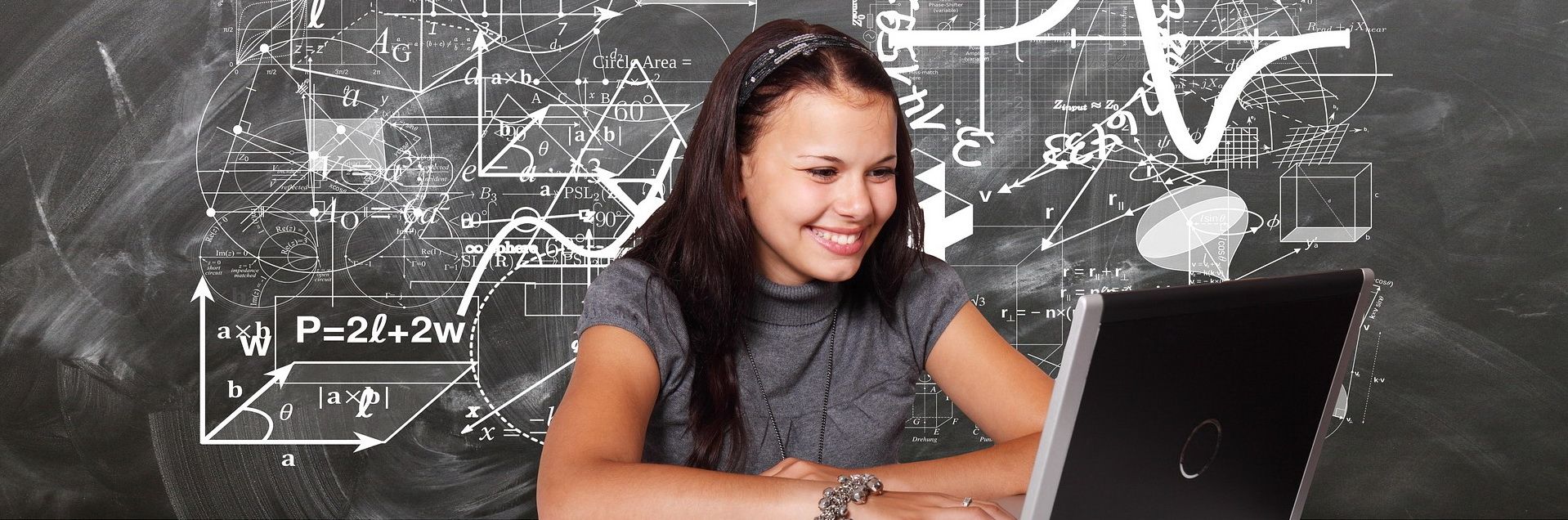 Panorama Frauen und Mdchen lernen studieren mit Laptop in Europa USA Asien Schule
